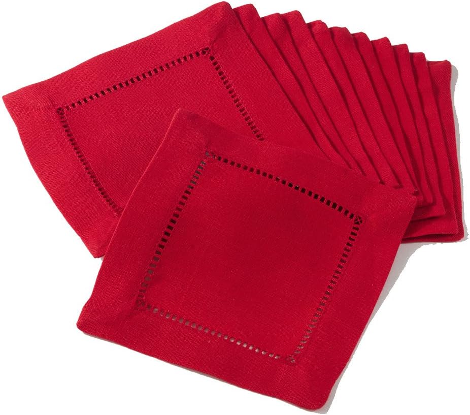 Red Hemstitched Border Holiday Tablecloth, 70" X 120" Rectangular