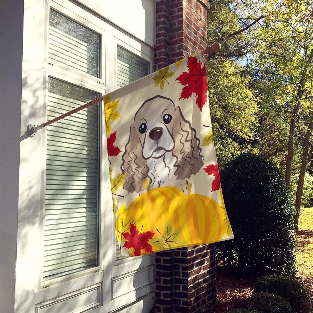 Caroline's Treasures BB2022CHF Cocker Spaniel Thanksgiving House Flag Large Porch Sleeve Pole Decorative Outside Yard Banner Artwork Wall Hanging, Polyester, House Size, Multicolor