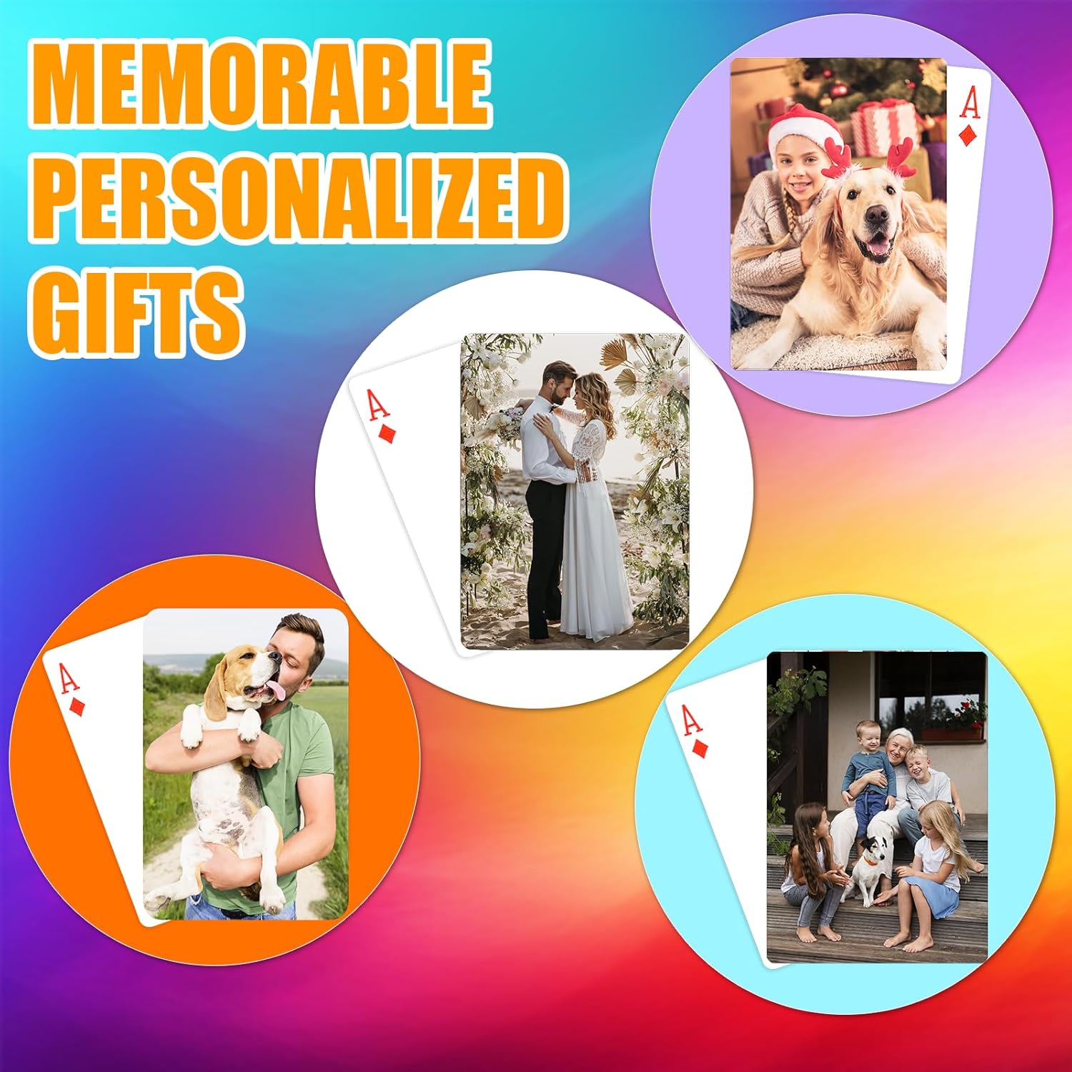 Custom Playing Cards Personalized with Photo Text, Customized Deck of Cards Themed to Write On, Customizable Poker for Pet, Weddings, Anniversary, Parties, Business Logo