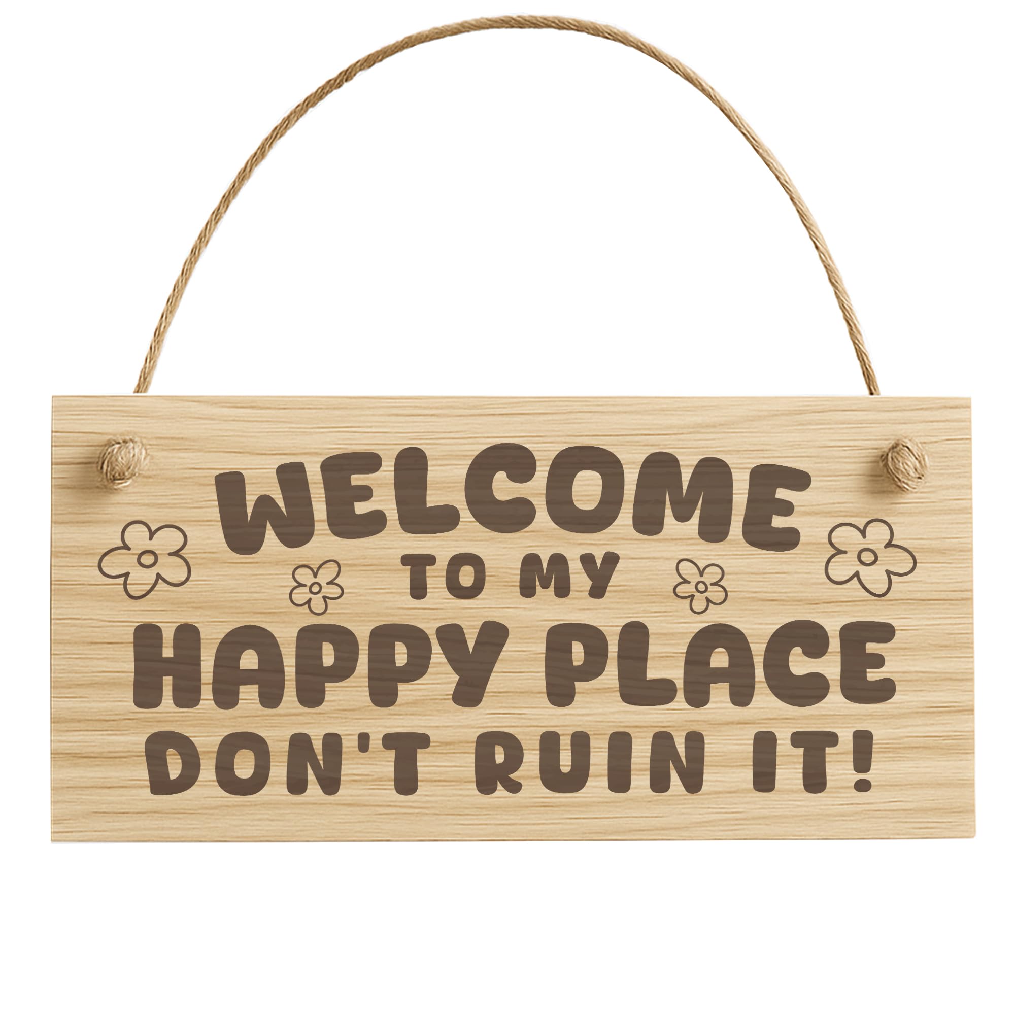 Red Ocean Welcome To My Happy Place Sign Funny Garden Sign Engraved Wood Plaque Hanging Shed Sign Gift For Women Her Friendship Gift Keepsake