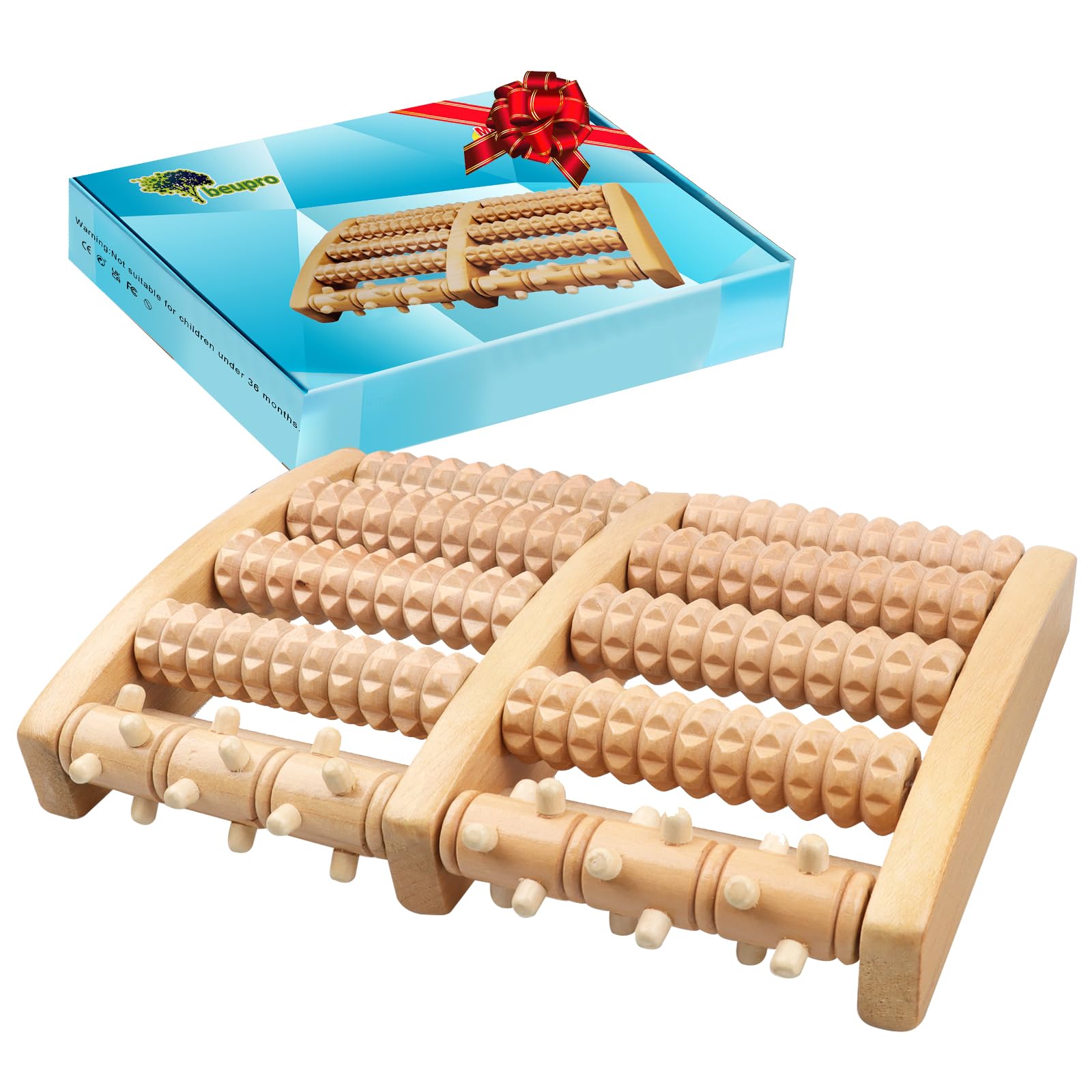 Masajeador de pies para fascitis plantar, rodillo de masaje de madera para dolor y circulación, masajeador de pies para aliviar el dolor de pies, herramientas de masaje para mujeres y hombres, regalos