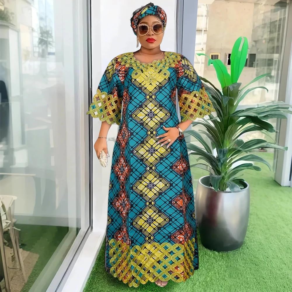 LIXINGHEITANG Size African Clothes for Women Design Wedding Party Dresses with Headscarf