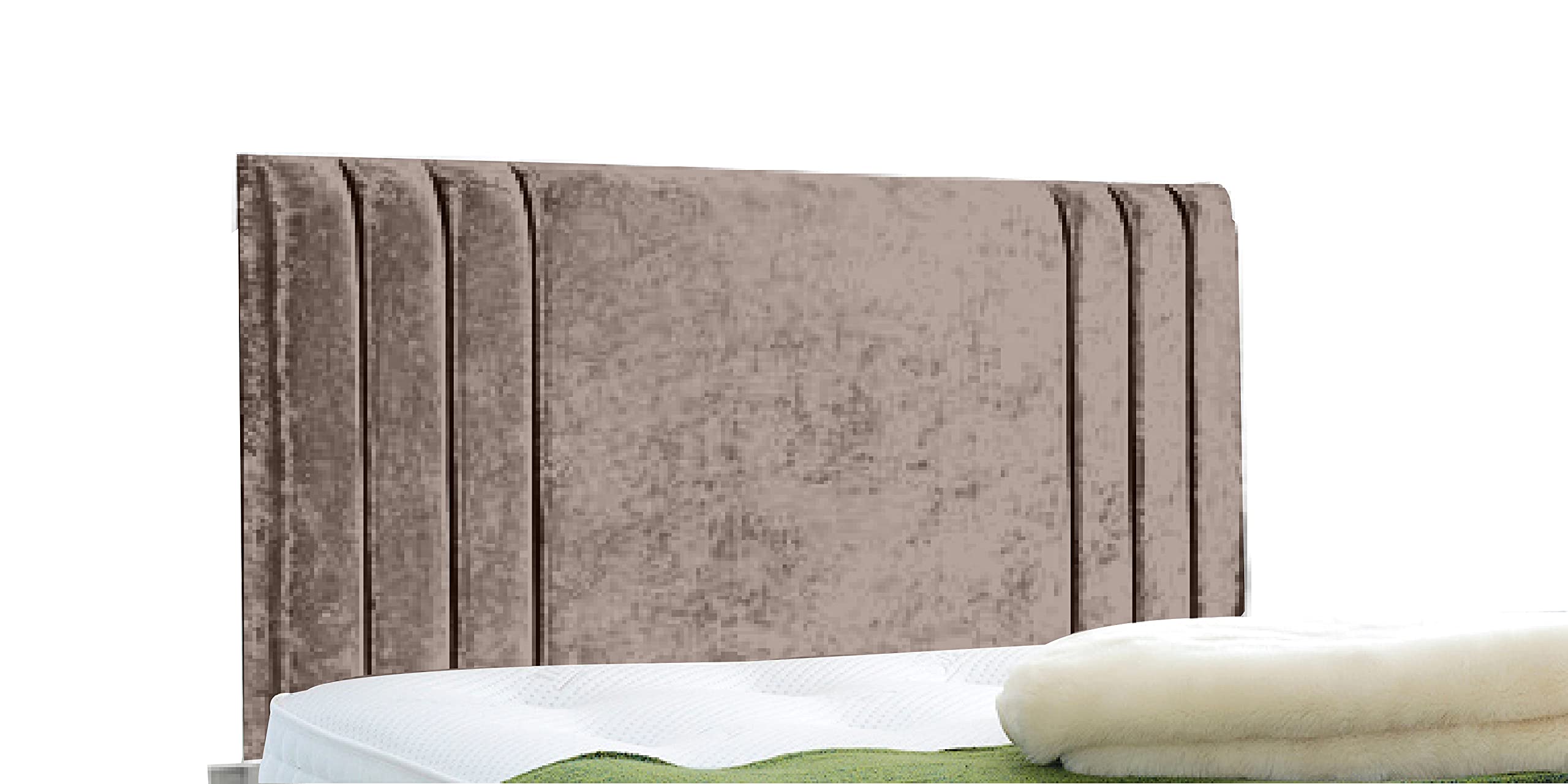 Affordable Contemporary Rio Headboards in Elegant Crushed Velvet (5FT King- Height 24", Truffle)