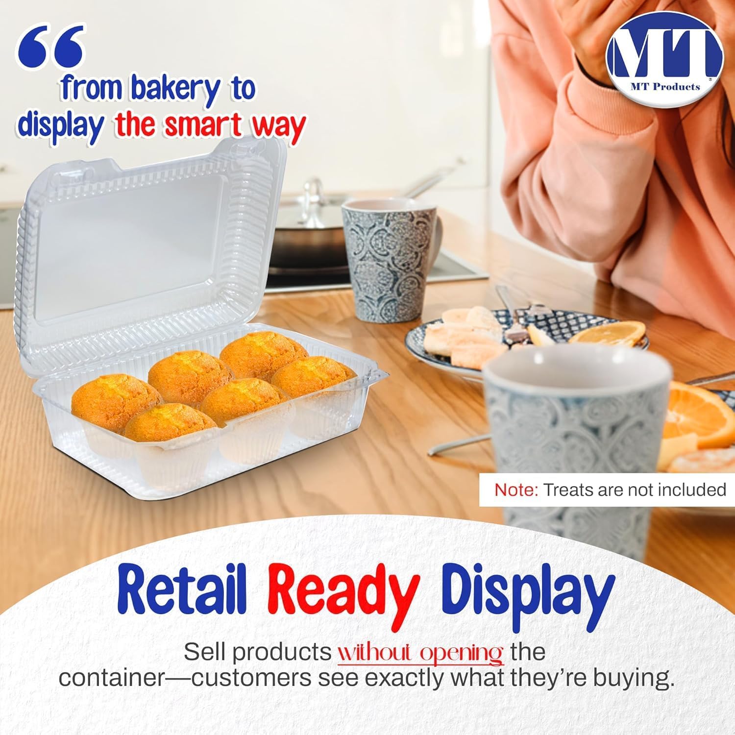 MT Products Plastic Salad Containers with Lids, 9" x 6.75" x 3" Clear Clamshell Take Out Containers for Food and Snacks (Pack of 350) - Made in USA