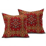 TQFZP Set of 2 Throw Pillow Covers Red Carpet Tribal Persia Abstract Moroccan Oriental Rug Art 18x18