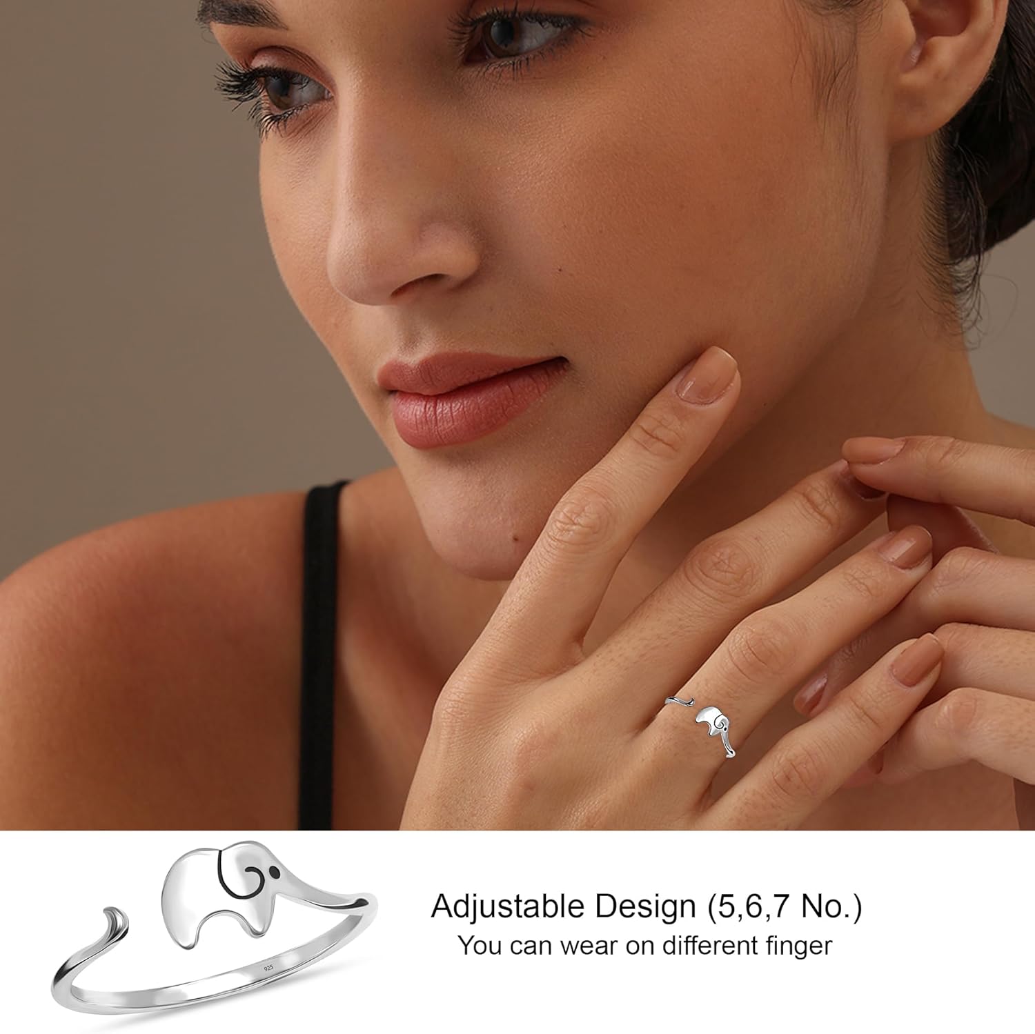 LeCalla 925 Sterling Silver Ring Openwork Lovely Elephant Eternity Band Stackable Rings for Women Minimalist Jewelry Engagement Rings for Women - Image 2