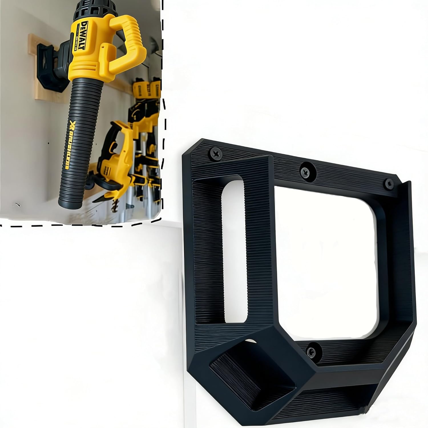 Wall Mount Holder Compatible with 20V Cordless Leaf Blowers - Storage Rack Compatible Compatible with DEWALT Tools and Other Major Brands