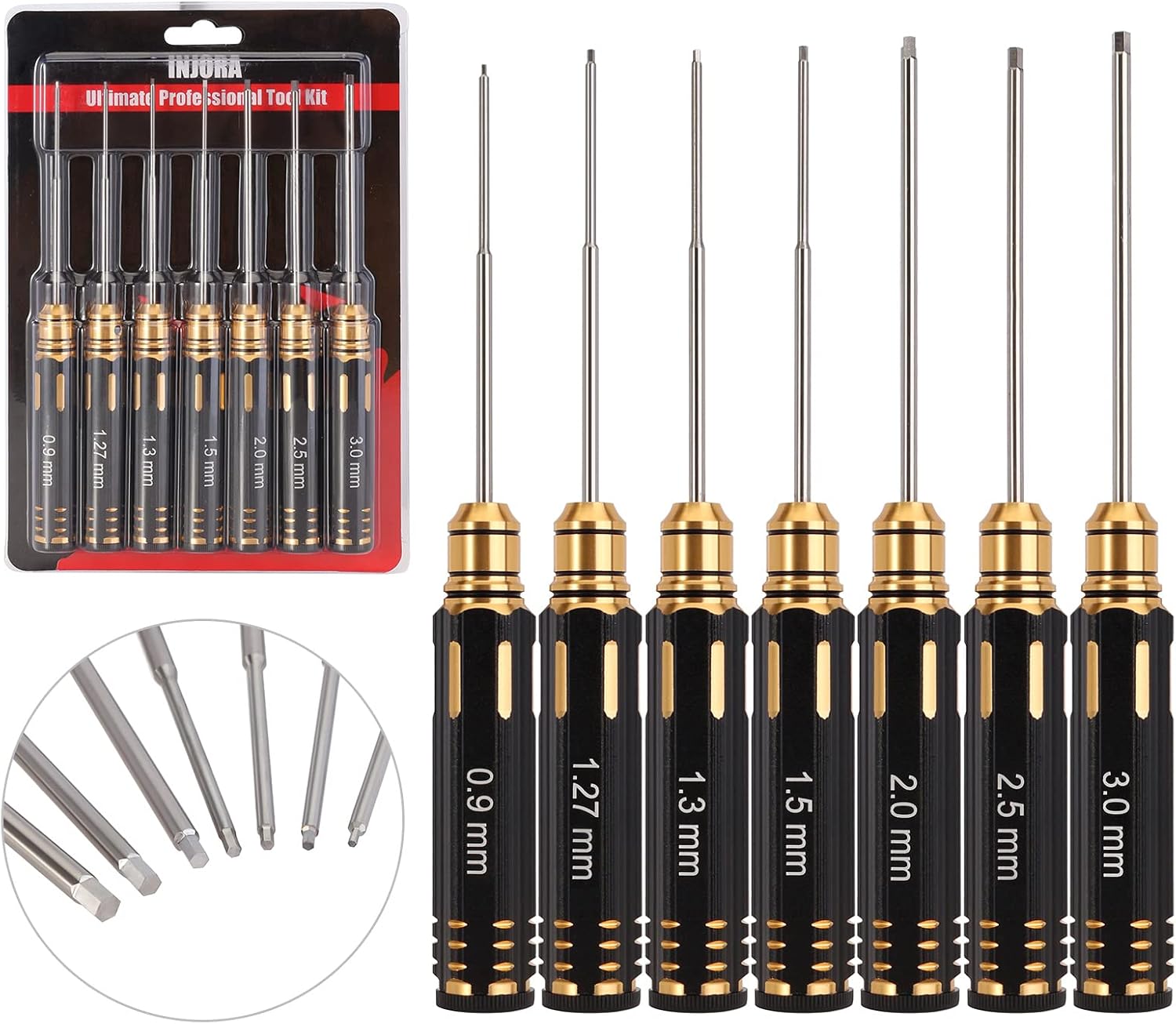 INJORA RC Hex Screw Driver Set-7PCS Car Tool Kit 0.9