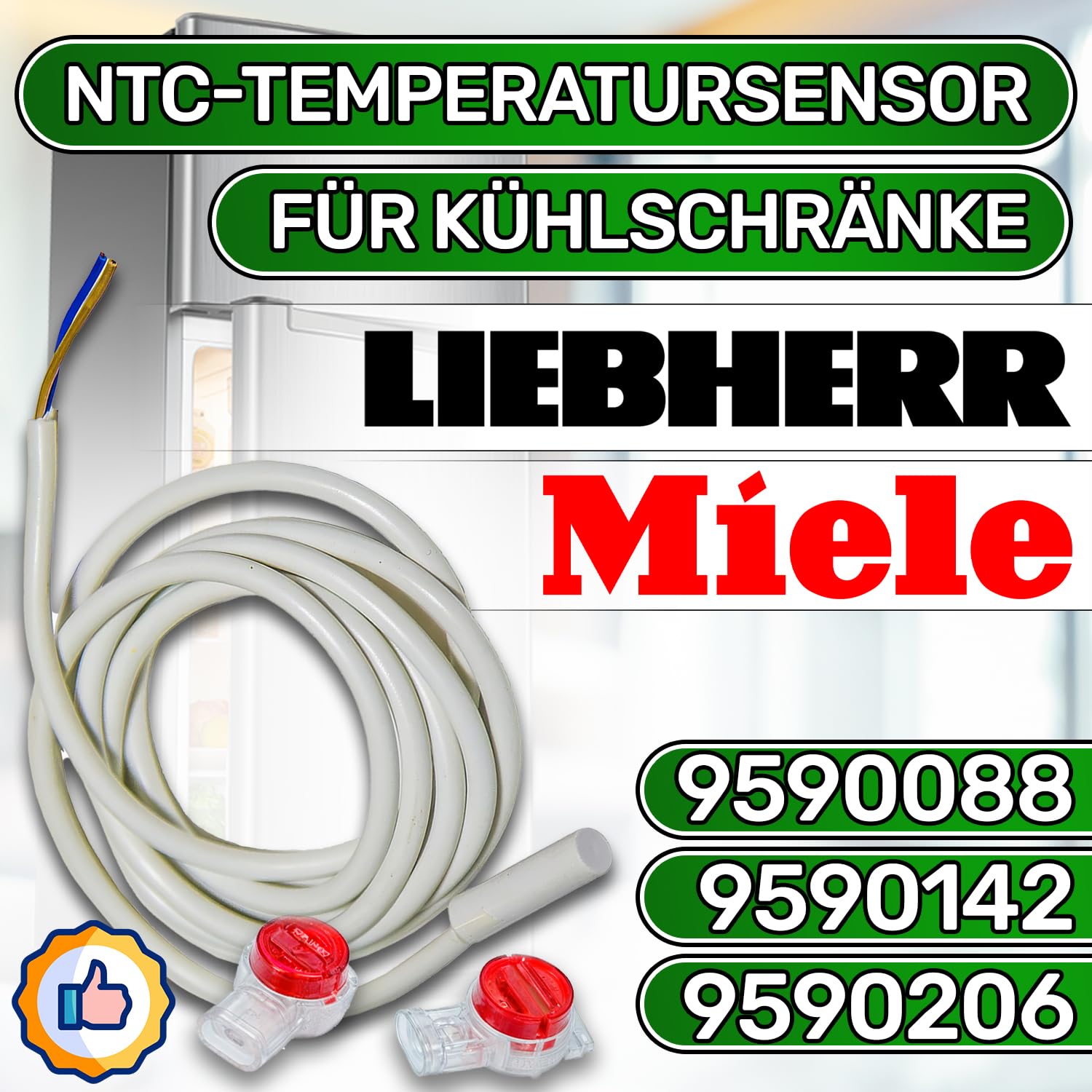 Czujnik temperatury NTC do lodówki 694239700 dla Liebherr | 9590088 959008800 9590142 959014200 9590206 959020600 10321750 dla Liebherr dla Miele - 5 lat - ONIX TECH