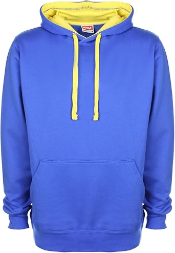 FDM - Sudadera Lisa con Capucha Modelo Contrast (300 gsm) Hombre/Mujer  Unisex - Gym/Correr (2XL) (Azul Royal/Amarillo Empire): Amazon.es: Ropa
