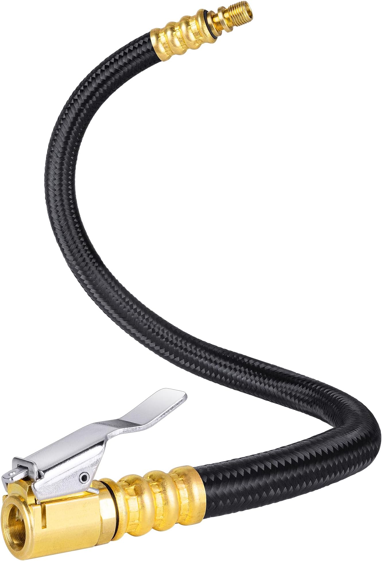 LUMITECO12'' Tire Inflator Extension Tube, Tyre Pump Quick Inflation Chuck Adapter Hose for Quick-Inflation, Clip-On Connector High-Pressure Tube Car Motorcycle Bicycle Maintenance Accessories