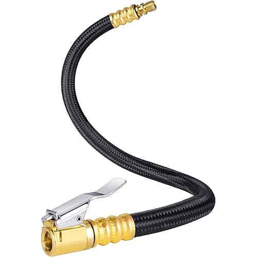 LUMITECO 12'' Tire Inflator Extension Tube, Tyre Pump Quick Inflation Chuck Adapter Hose for Quick-Inflation, Clip-On Connector High-Pressure Tube Car Motorcycle Bicycle Maintenance Accessories