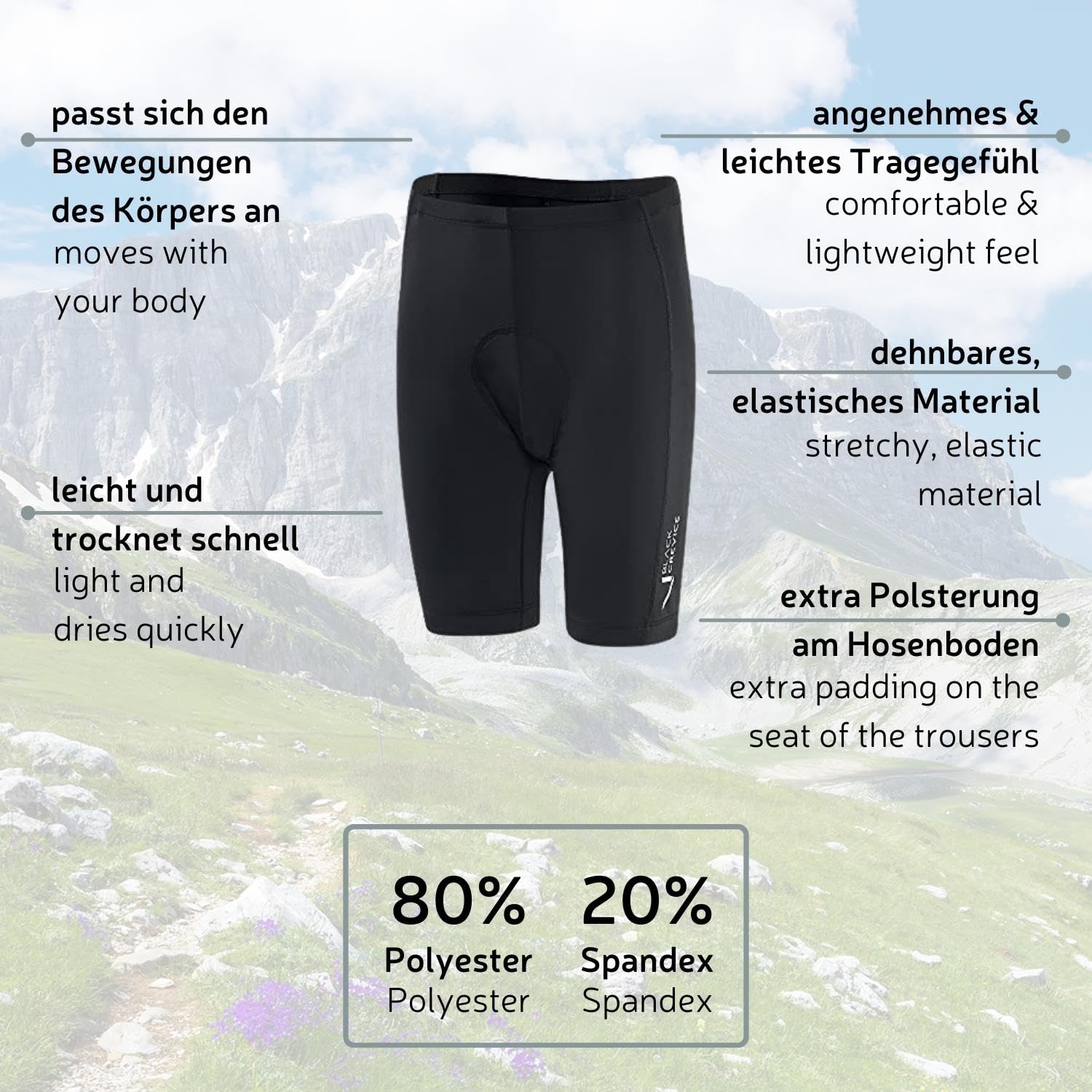 Black Crevice Damen Fahrradhose - Shorts - Occasionnel - Femme