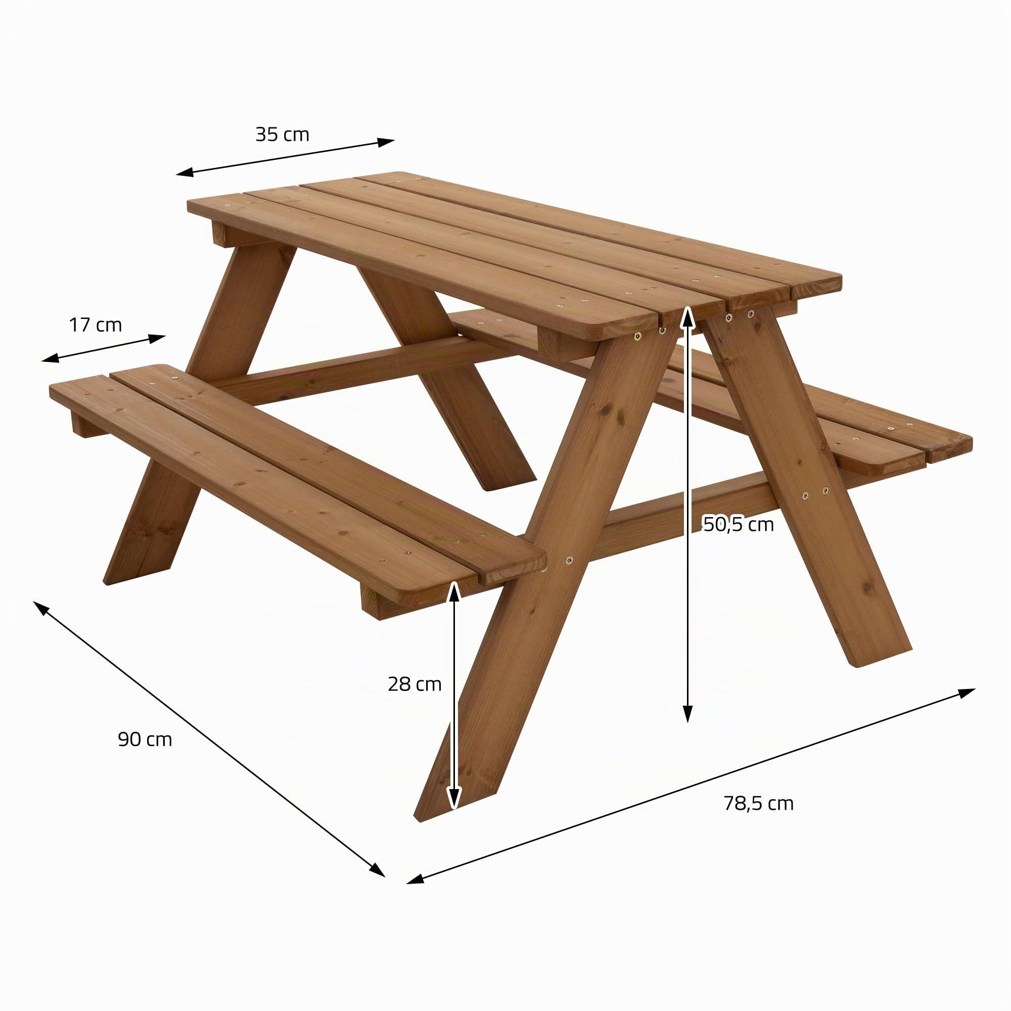 ML-Design Table de Pique-Nique avec 2 Bancs, Ensemble de Jeu pour Enfants, Marron, en Bois Massif, avec 4 Places, Résistant aux Intempéries, Surface et Bords Lisses Arrondis, Ensemble Outdoor/Jardin