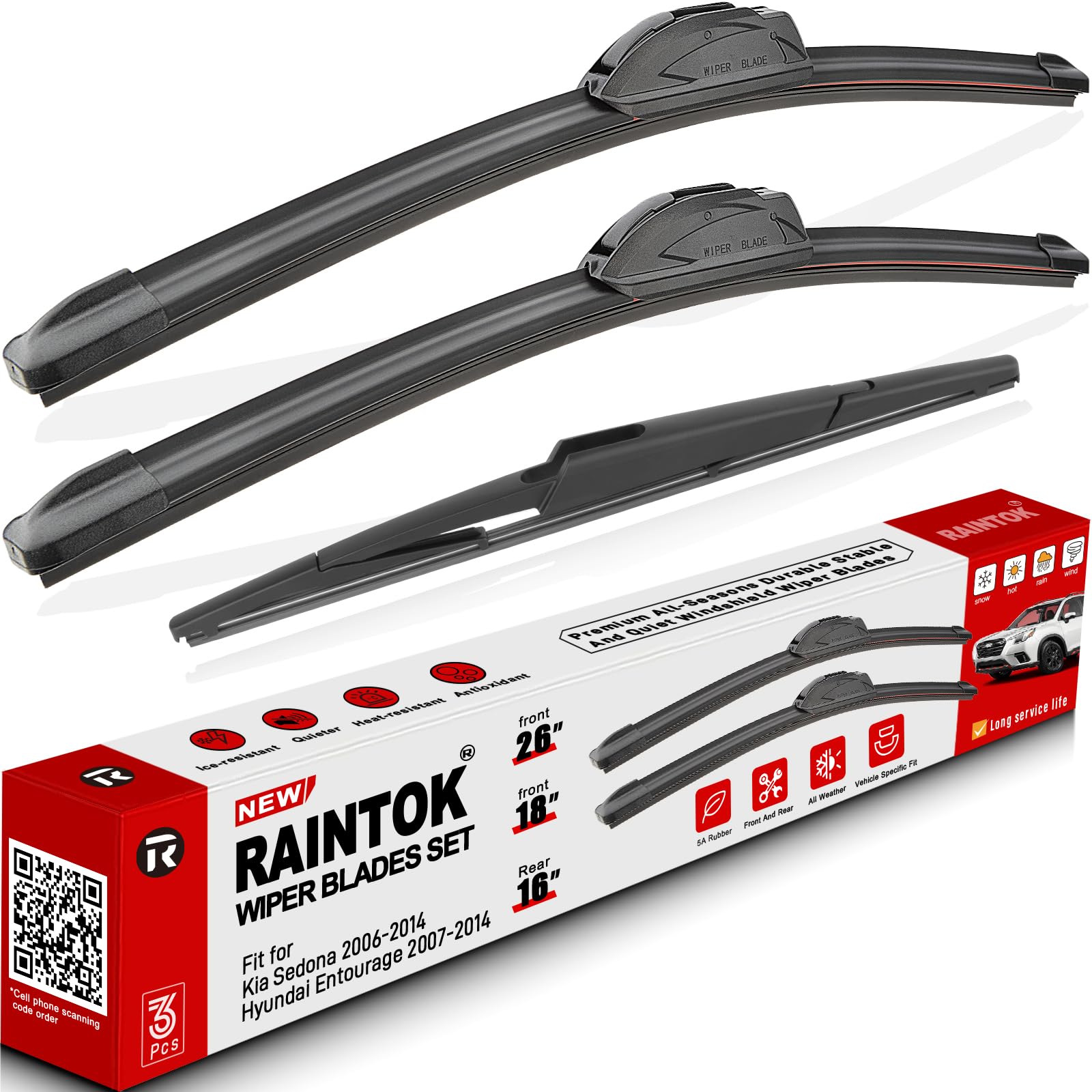 3 Pack Windshield Wiper Blades Replacement for Kia Sedona 2006-2013 2014