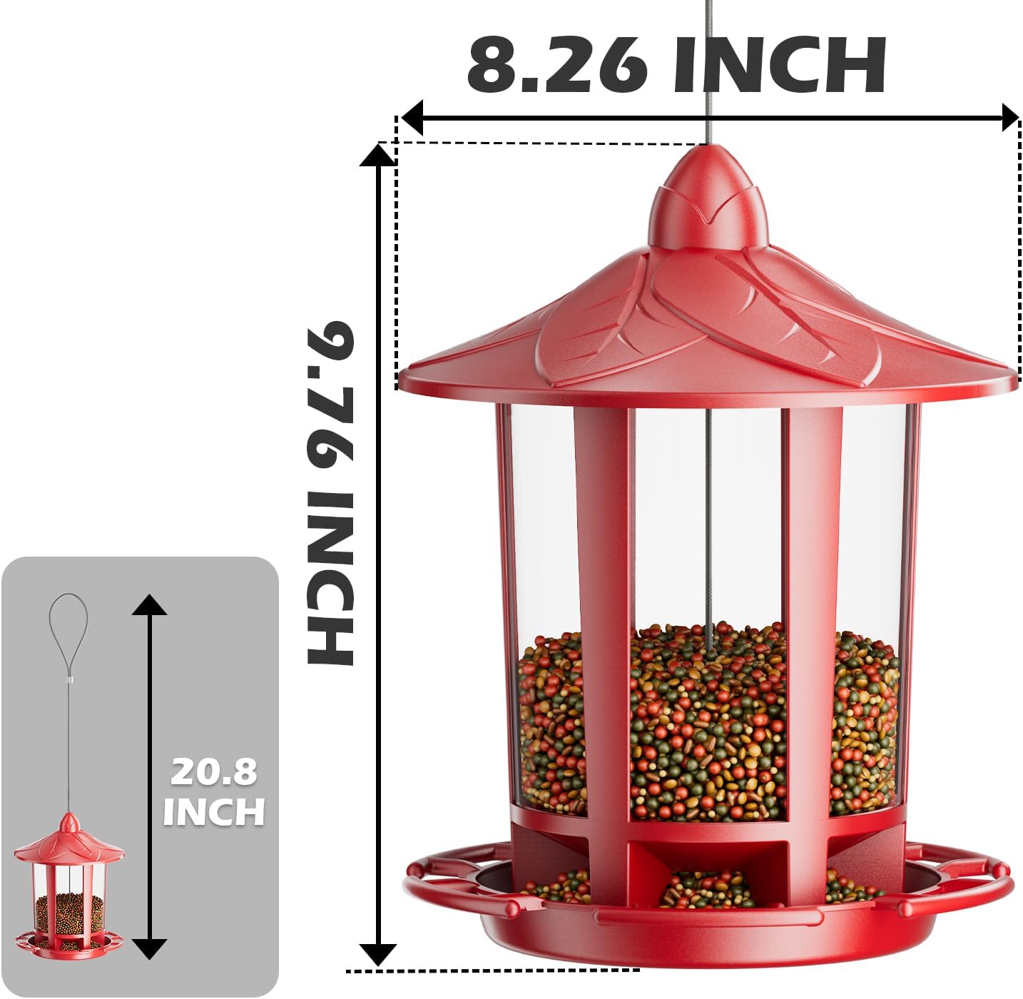 Birdream 2 Pack Bird Feeders for Outdoor Hanging, Classic Castle Design Fun Assembly Bird Feeder, Attracting Wild Birds Cardinals Goldfinches Chickadees Finches Sparrows - Red - Image 5