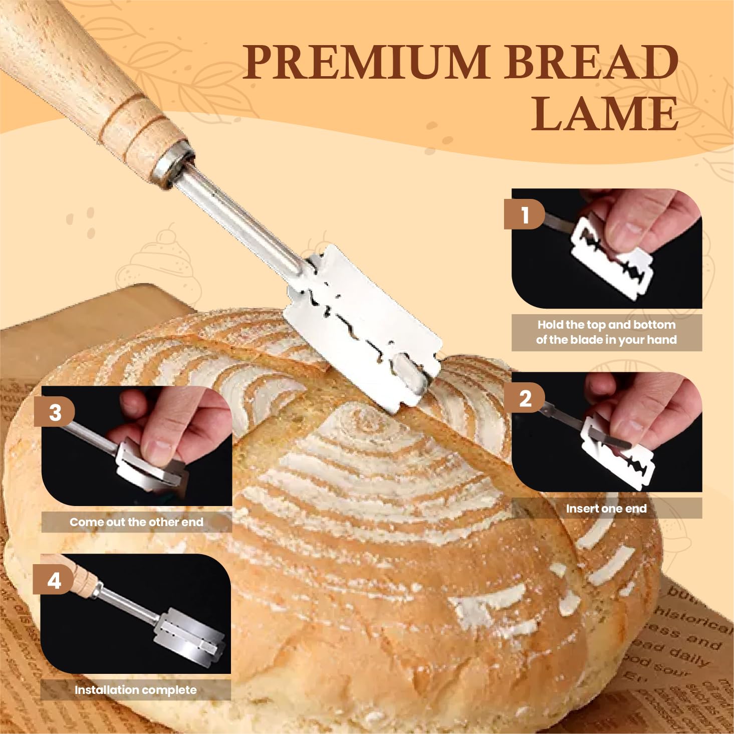Sauerteig-Gärkörbchen Set - 22,9 Cm Rund & 25,4 Cm Oval Mit Brotlame, Schaber & Leineneinlagen