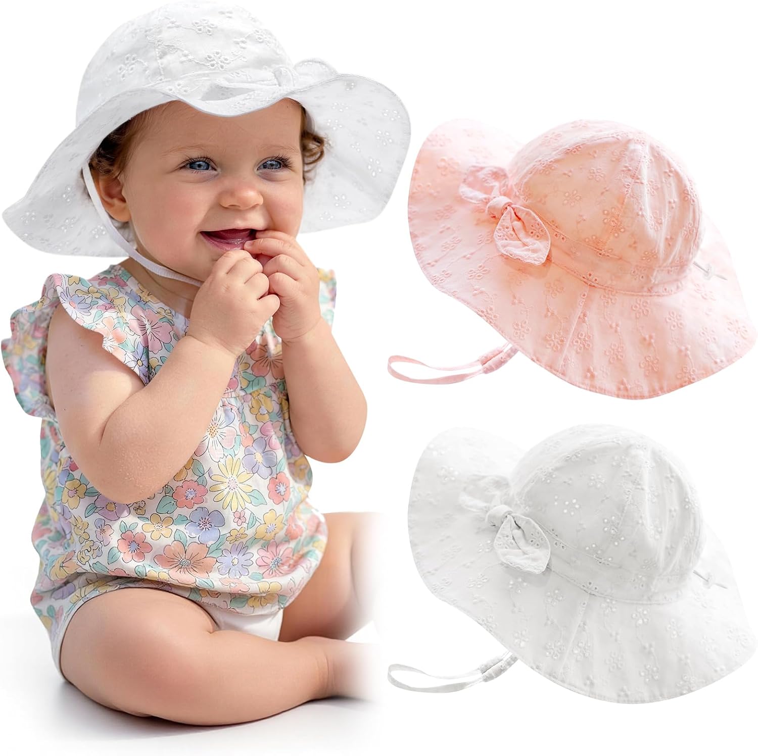 FURTALK Sun Hat for Baby Girls Toddler Summer Beach Hats with Wide Brim Cotton Sun Protection Travel Essentials