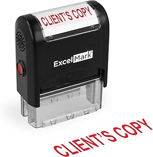 ExcelMark Clients Copy Self Inking Rubber Stamp - Red Ink (A1539)