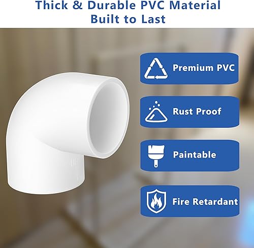Miniatura 5 de Codo de accesorios de PVC de 34 de pulgada, 90 grados, 2 vías, paquete de 14, conector de montaje de tubería de PVC para muebles de construcción,
