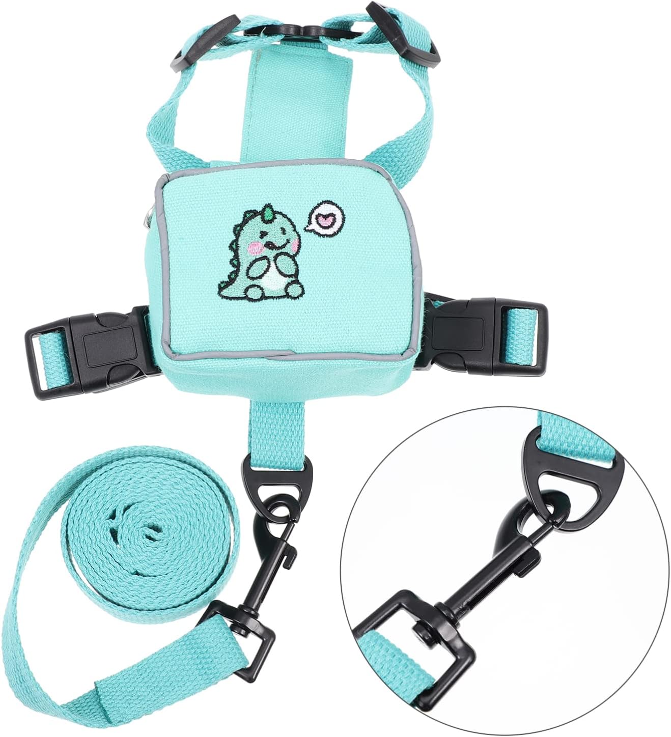 Dog Backpack for Small Dogs Cats Adjustable Pet Leash Backpack Comfortable Sturdy Design for Outdoor Walking Adorable Dinosaur Pattern