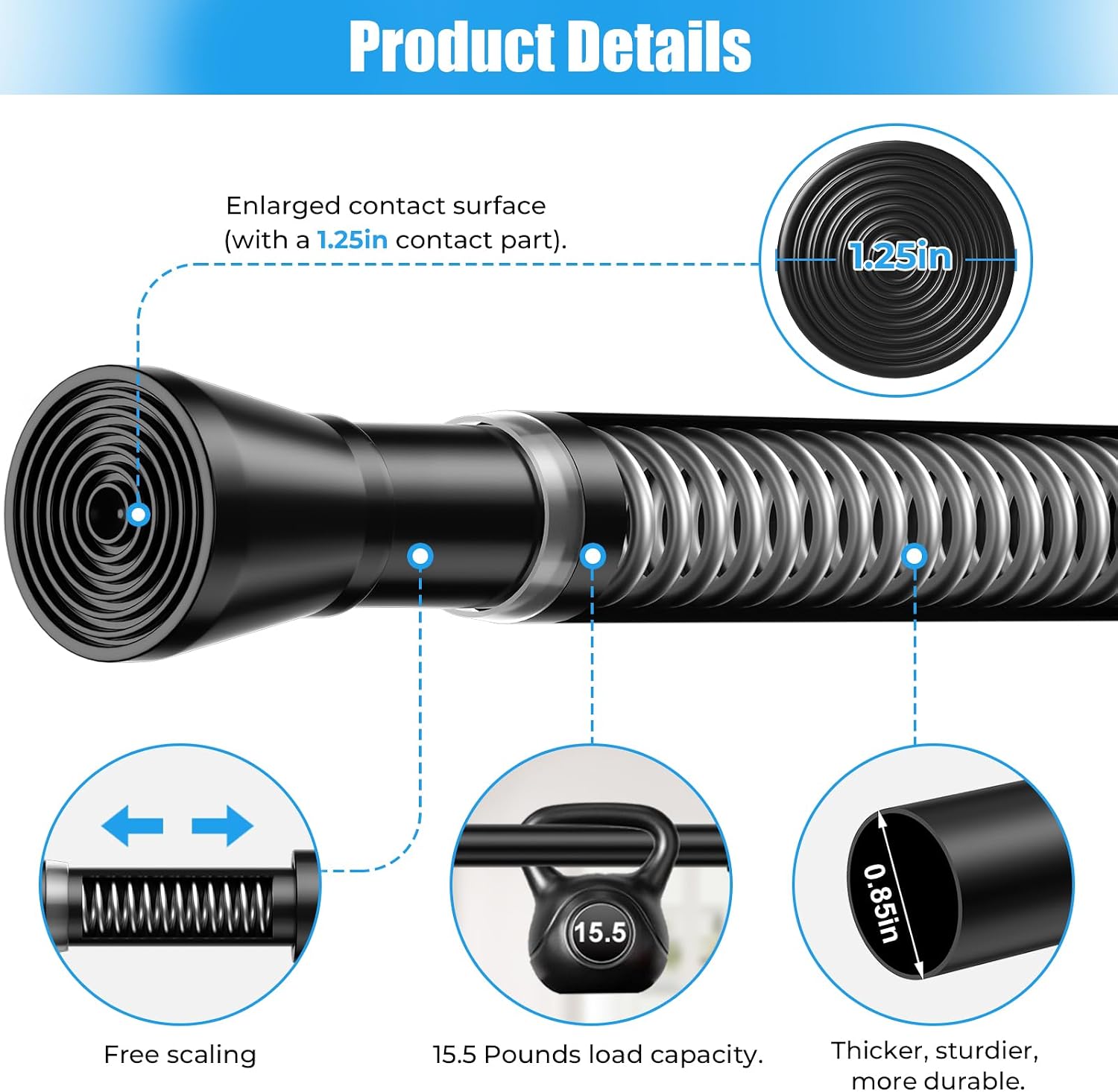 Spring Tension Curtain Rods 28-48 Inch Black 1 Pack | No-drill & tool-free setup. Fits windows, kitchens, doorways. Rust-resistant, range 27.24-51.85 in, great for light curtains.
