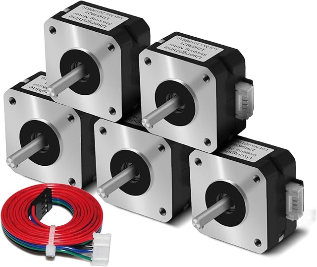 Usongshine Nema 17 Stepper Motor Bipolar Step Motor for Titan Extruder 3D Printer 4.1V 1A 13Ncm (18.4oz.in) 4 Lead 1.8 Deg with 1m Cable (17HS4023 Pack of 5)