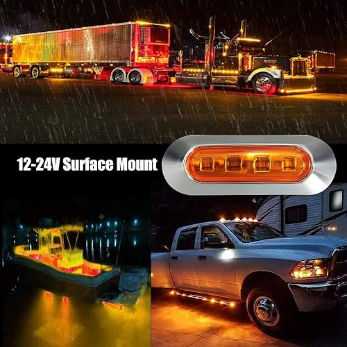 Miniatura 2 de ALFU DC12V-24V 4 - Luces Indicadoras Laterales LED lámparas de despeje traseras y delanteras luces interiores con bisel cromado universales para