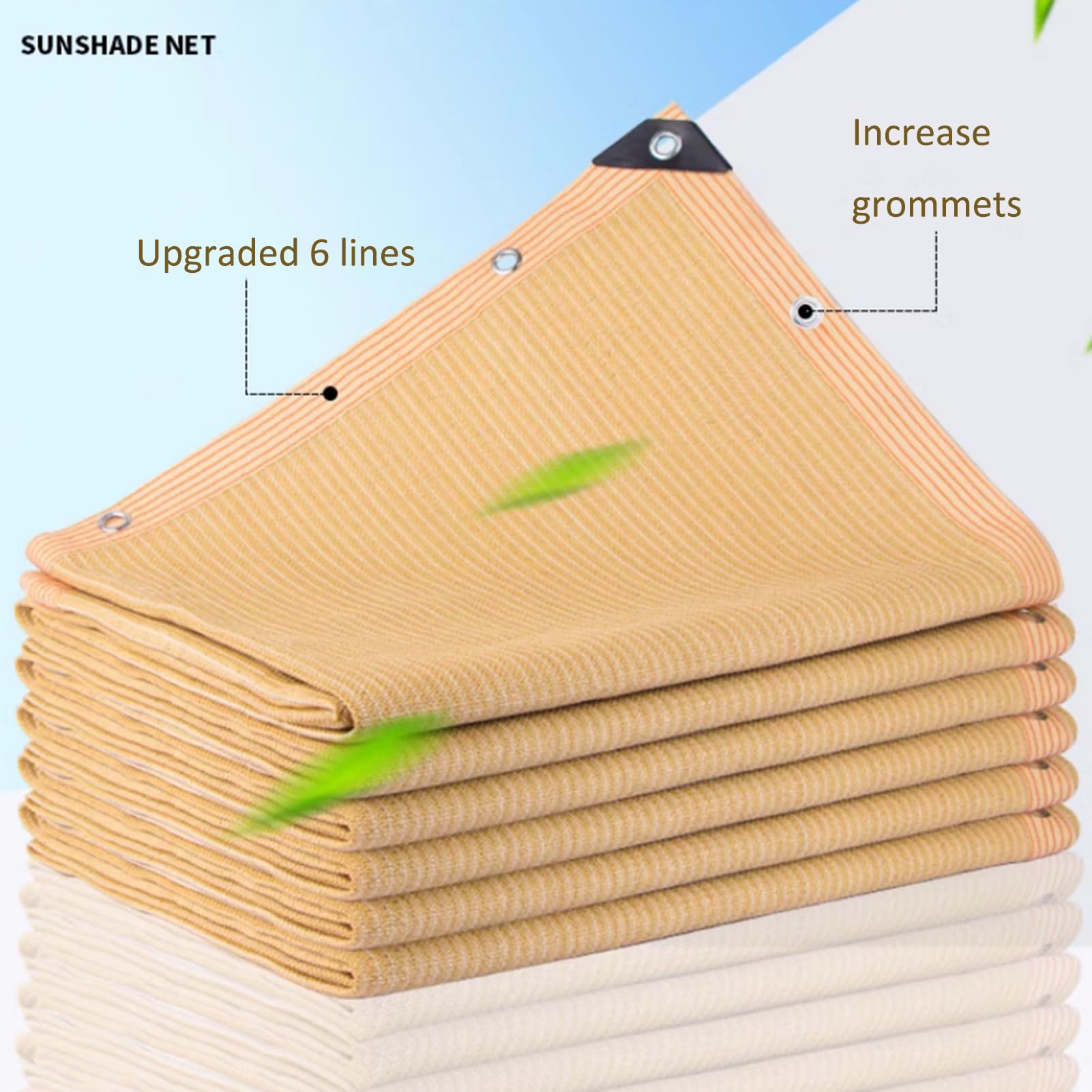 Red de sombra de jardín para protección solar, tela bloqueadora UV con ojales, 85% de protección UV, transpirable, para balcón (3 x 8 m)