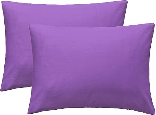Fundas de almohada suaves 100% algodón egipcio con cierre de cremallera, acogedoras y ligeras, juego de 2, morado, estándar, 20 x 26 pulgadas disponible en Yaxa Peru