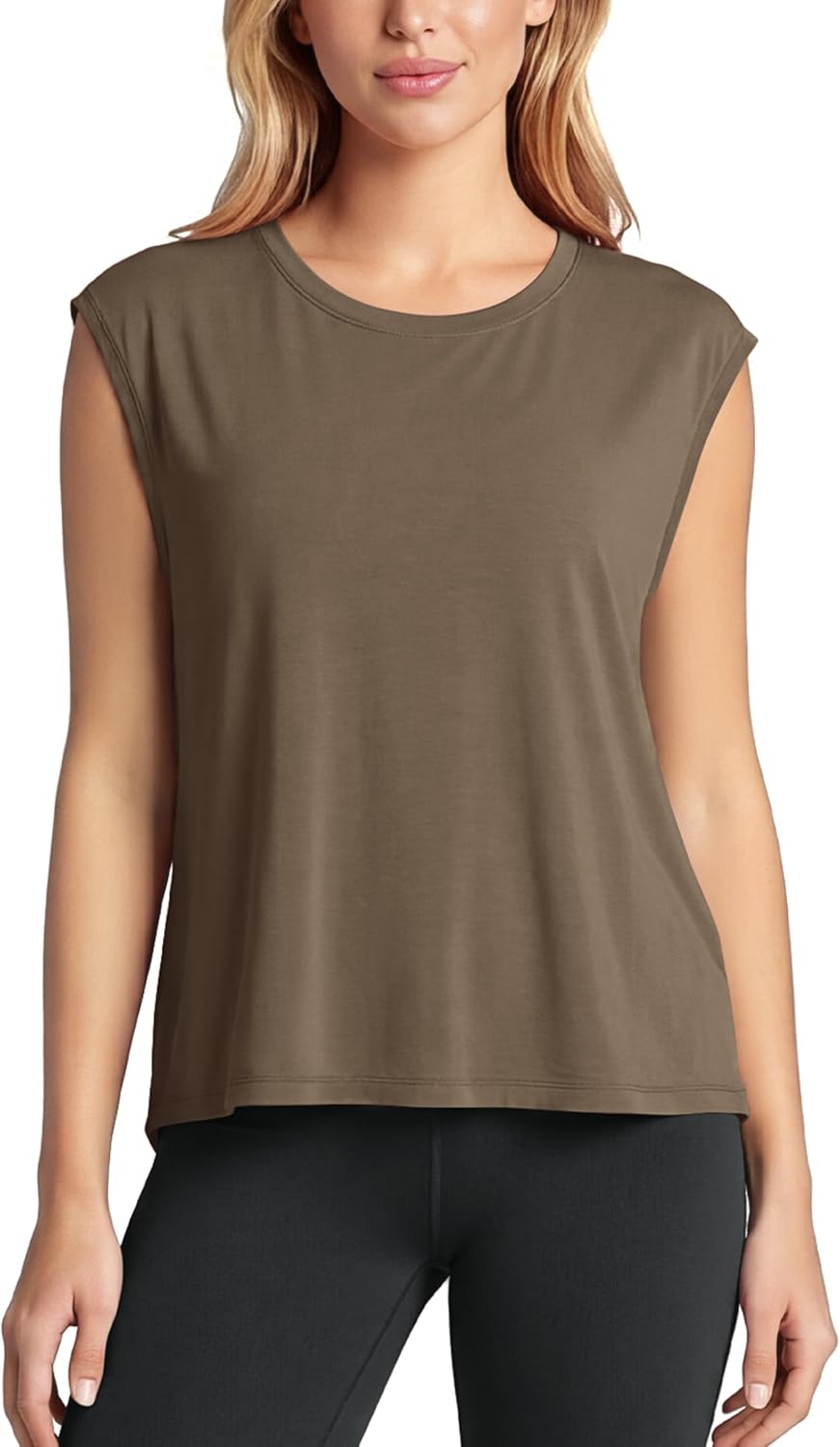 ODODOS Modal Soft Sleeveless Shirts for Women Crew Neck Yoga Tee Summer Flowy Workout Tank Tops