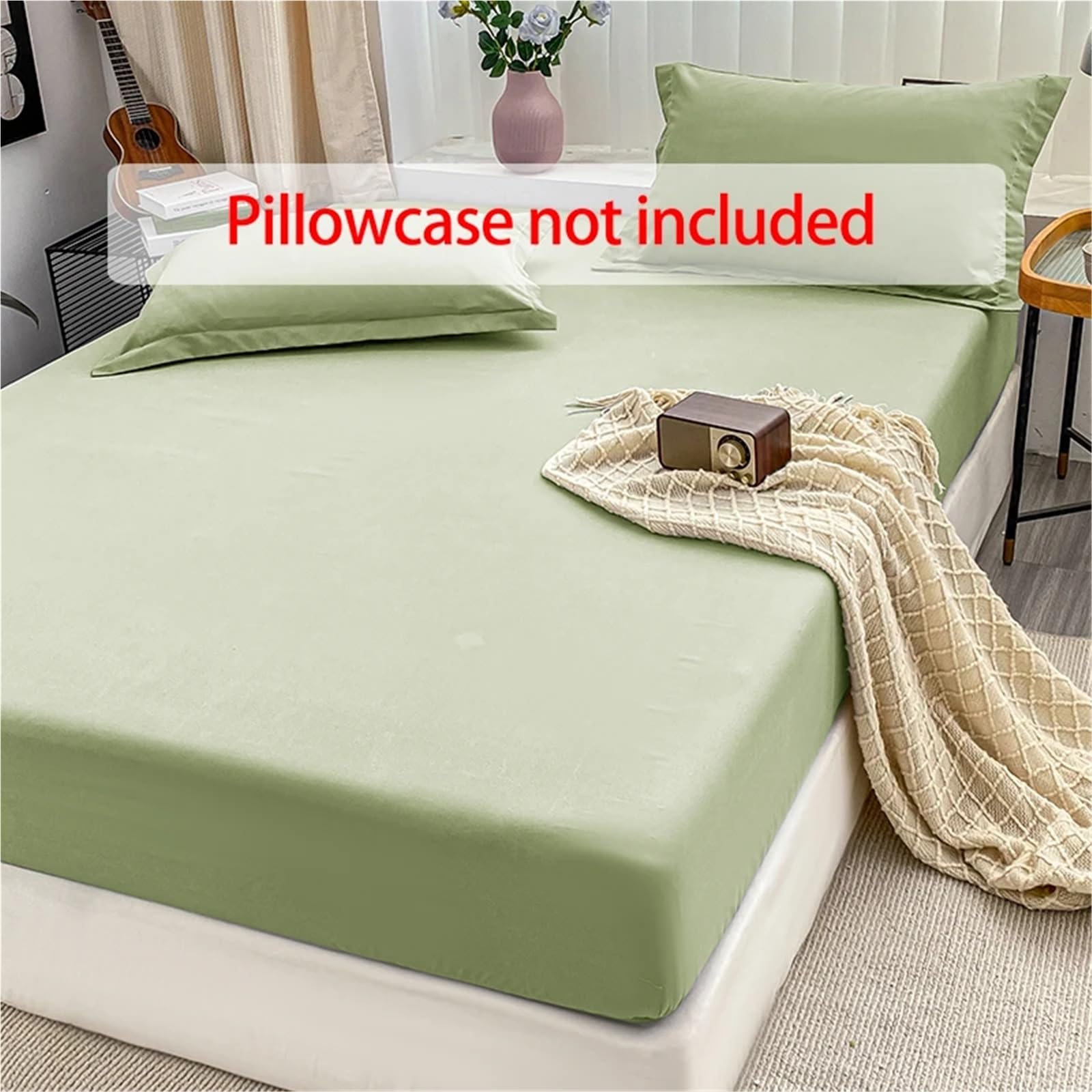 1 Funda de colchón Color sólido, Protectora Antideslizante, sin Almohada para ColchóN(Pink,150x200cm)