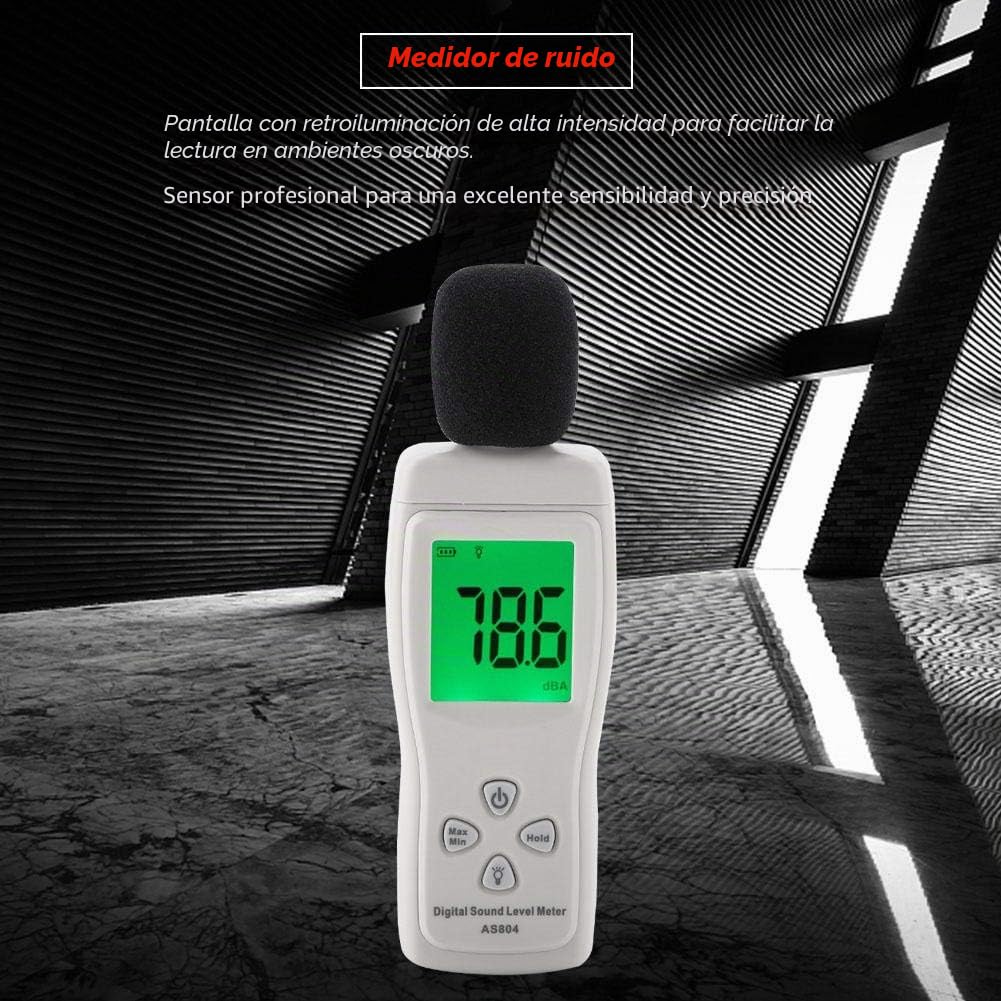 medidor decibelios homologado + Akozon SMART SENSOR AS804 - Medidor digital de nivel de sonido con pantalla LCD