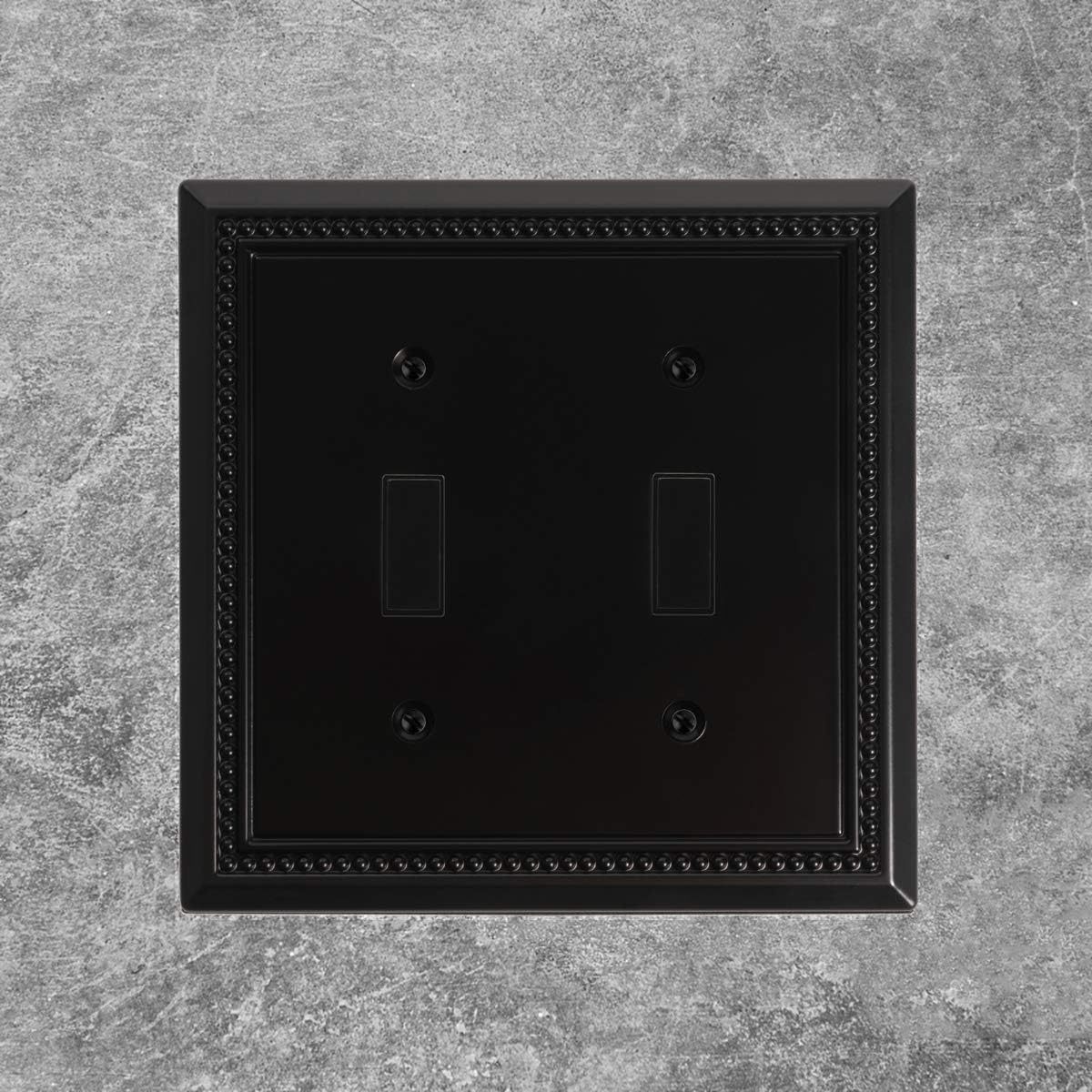 Henne Bery Sunken Pearls Heavy Duty Decorative Wall Plate Switch Plate Outlet Cover (Double Toggle, Matte Black) image 4