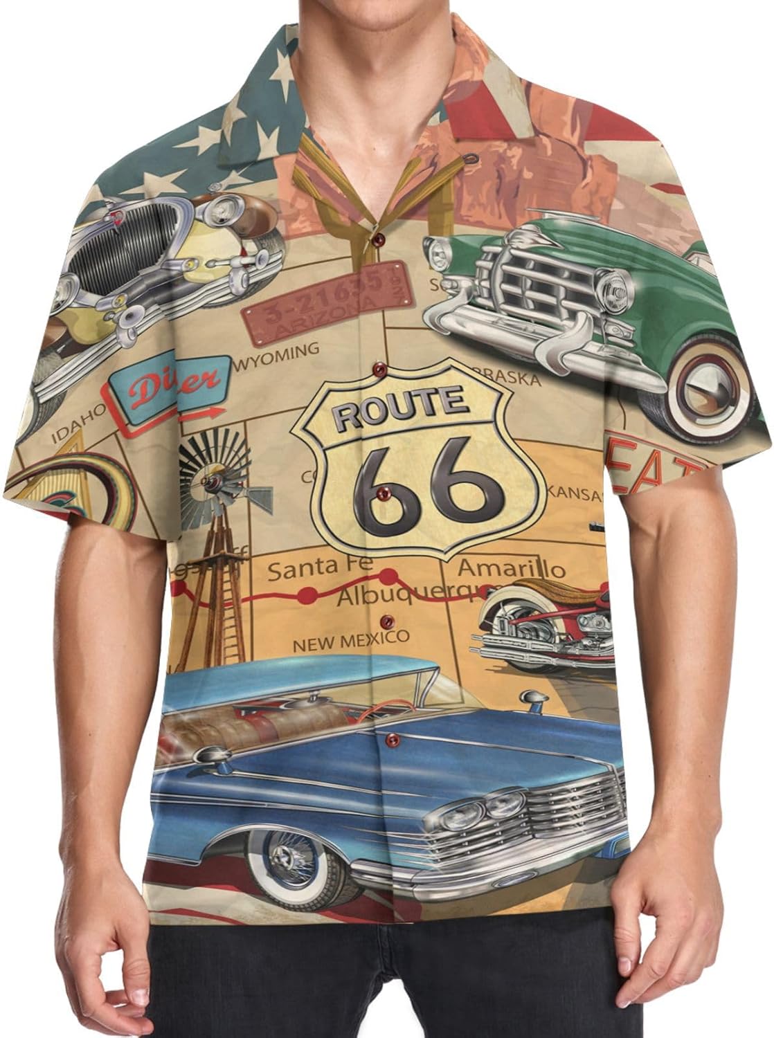 visesunny Mens Casual Button Down Short Sleeve Hawaiian Shirt Aloha Shirt