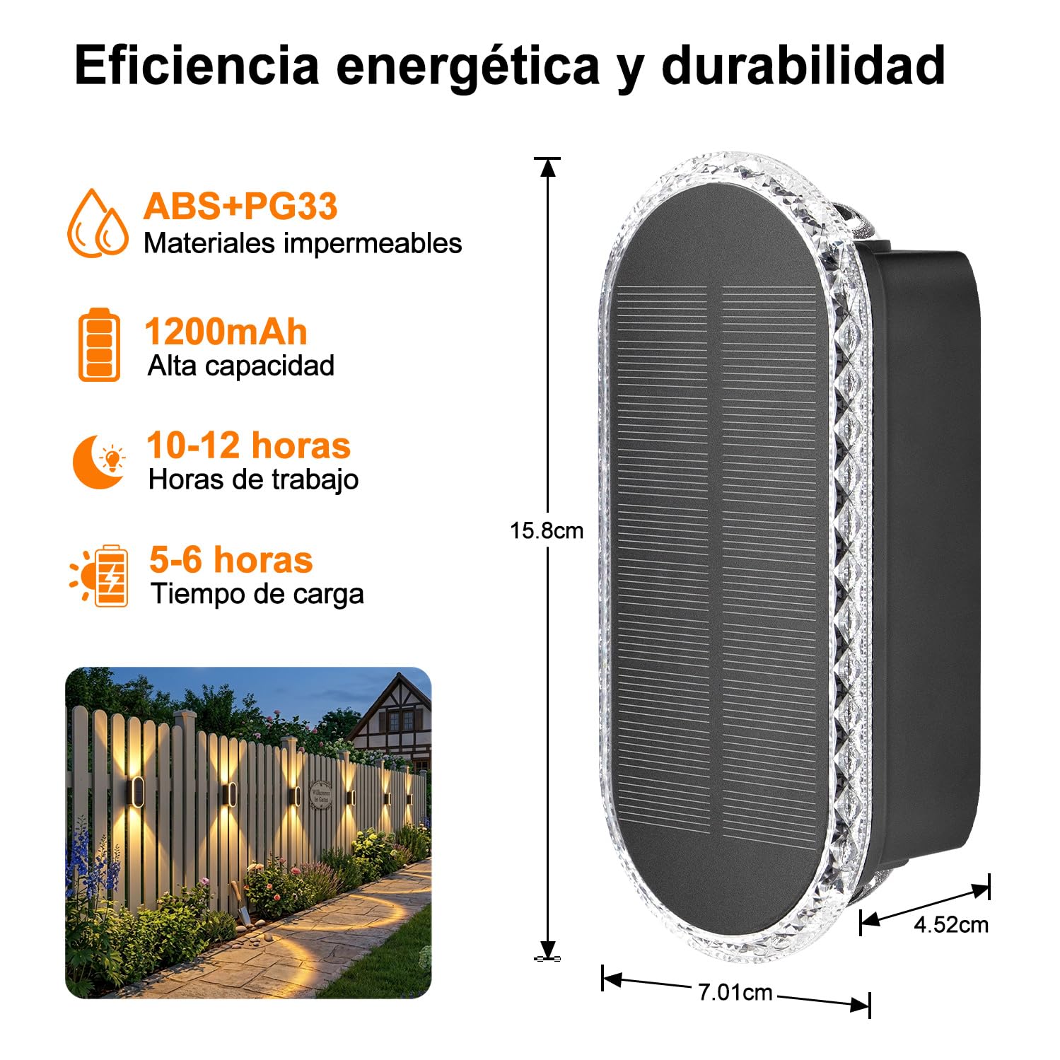 ELLASAY Aplique Solar Pared Exterior IP65 Impermeable 4 Pack