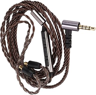 Substituição de fone de ouvido Cabo de atualização Plug and Play Cabo de atualização de fone de ouvido Design de suspensão de orelha marrom Núcleo de cobre HiFi banhado a prata para LS300 para