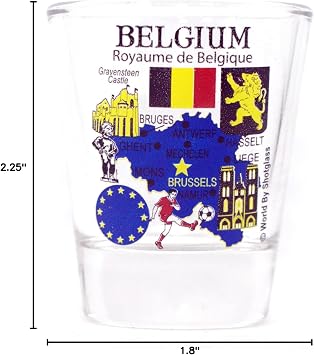 World By Shotglass Belgium EU Series Landmarks and Icons Shot Glass