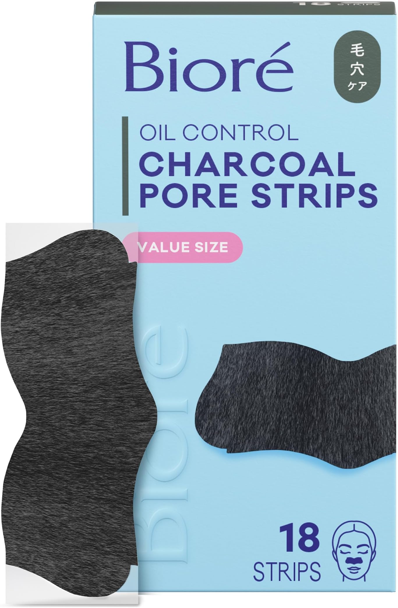 Biore, Deep Cleansing Pore Strips, Charcoal, 18 Nose Strips
