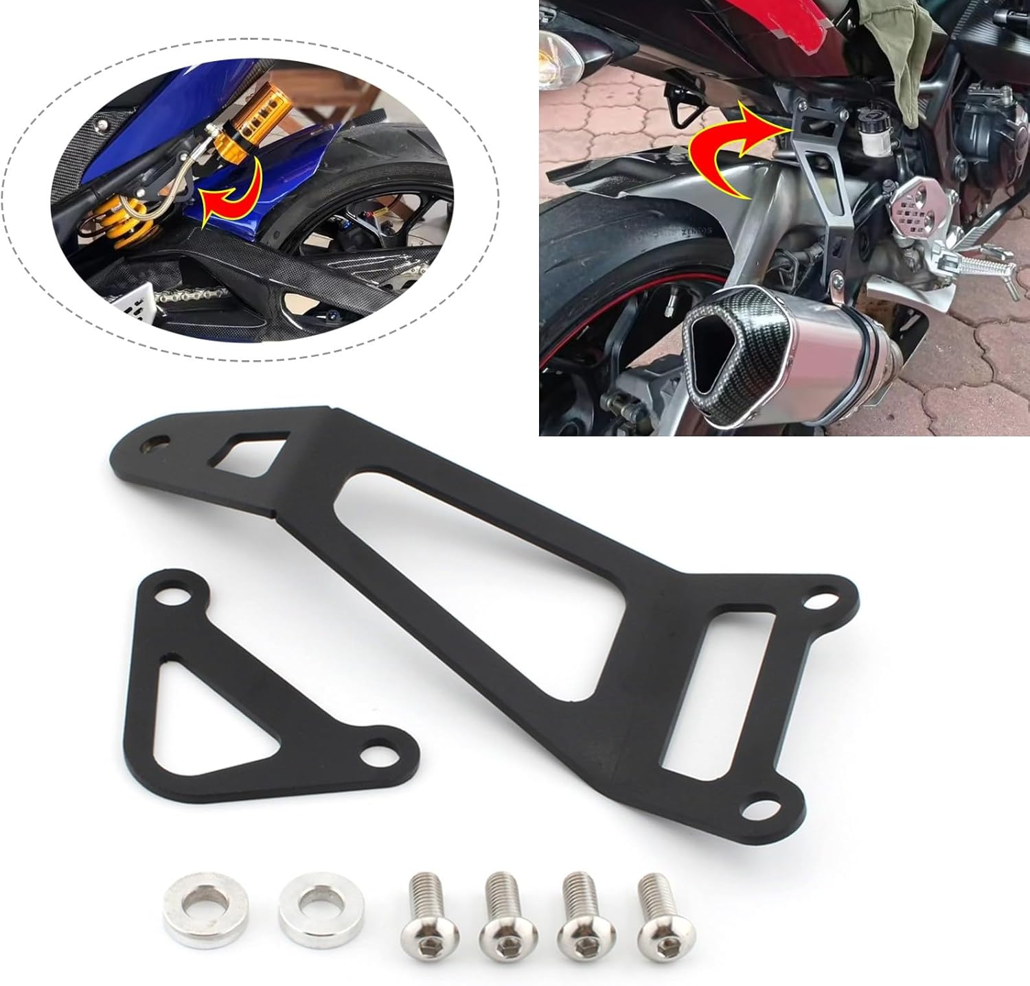 Motorcycle Exhaust Hanger Bracket Muffler Pipe Mount Holder Compatible with YAMAHA MT-03 MT-25 YZF-R3 YZF-R25 2015-2024