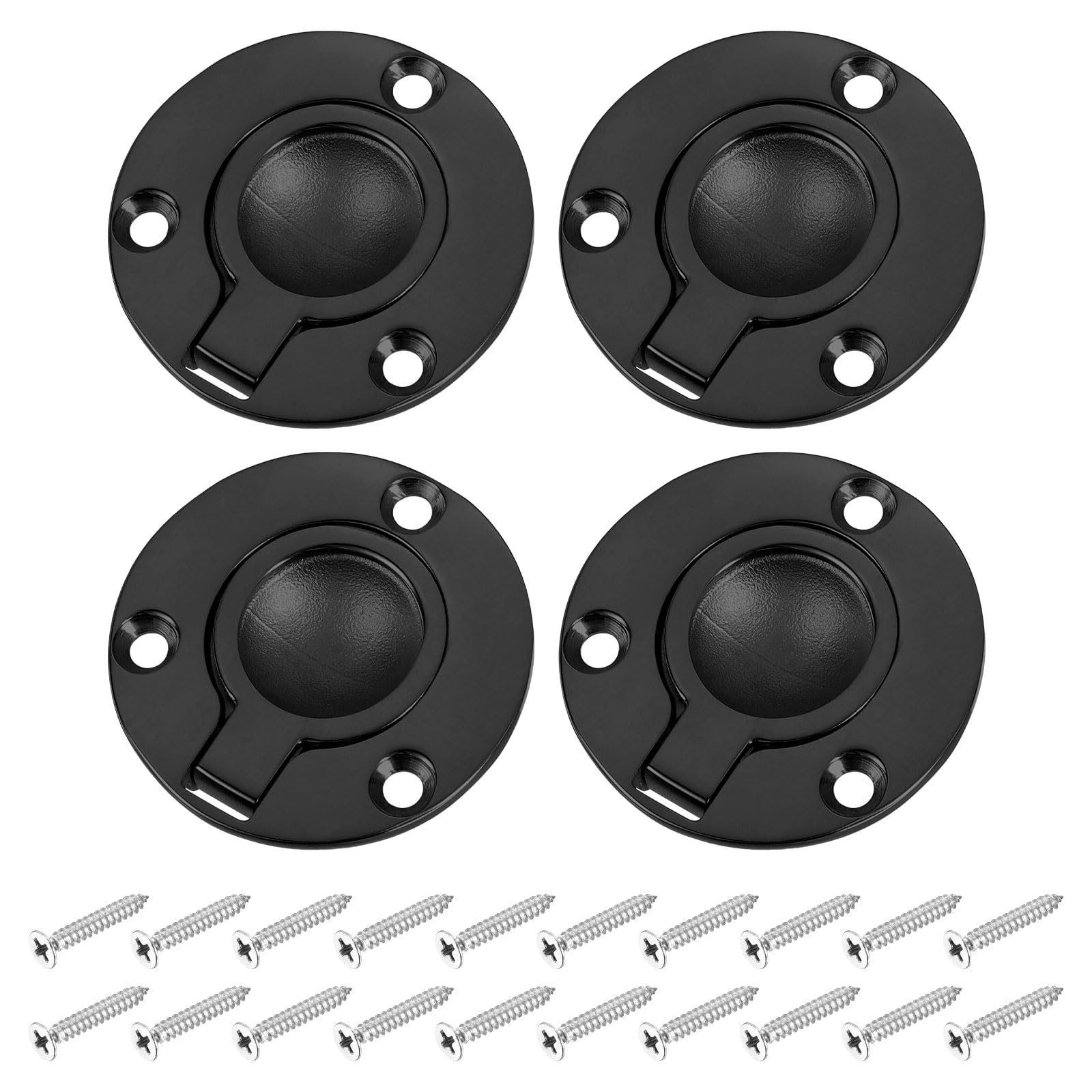 Poignées de porte rondes encastrées de meuble en acier inoxydable noir 5x5cm uxcell lot de 4