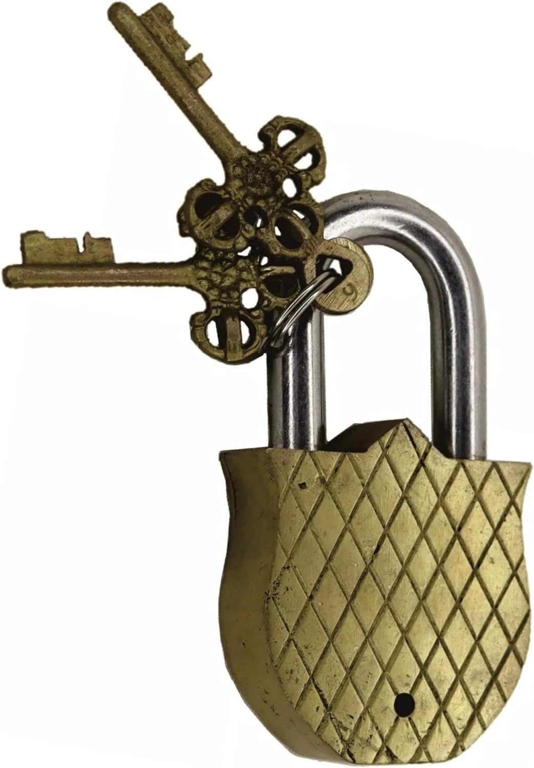 Elephant Engraved Padlock Antique Style Handmade Brass Door Lock & Working Keys Home Office Door Decor