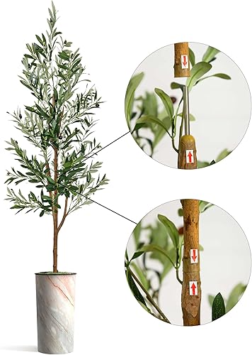Miniatura 6 de Árbol artificial en maceta de efecto de granito moderno, árbol de seda de olivo falso para decoración del hogar en interiores y exteriores, altura