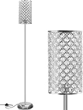 GyroVu Silver Floor Lamp, Elegant Crystal Floor Lamp | Modern Standing Lamp with On/Off Foot Switch, High Pole Accent Lighting for Living Room, Girls Bedroom