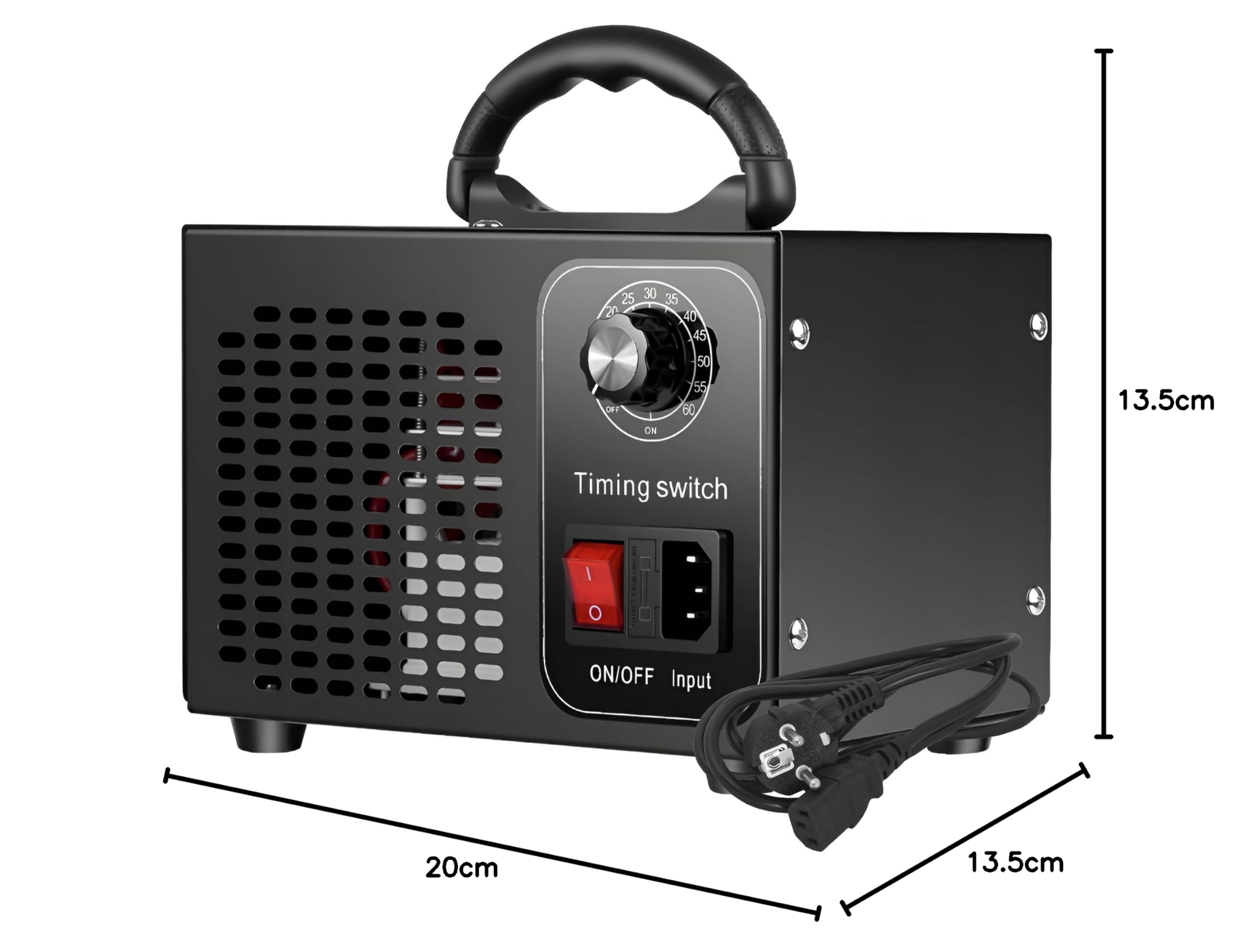 LTC Generator ozonu LXU233 – Timer - usuwa nieprzyjemne zapachy – wbudowany wentylator – moc 200 W – zasilanie 230 V AC/50 Hz – moc ozonowa 60000 mg/h – 200 x 135 x 135 mm