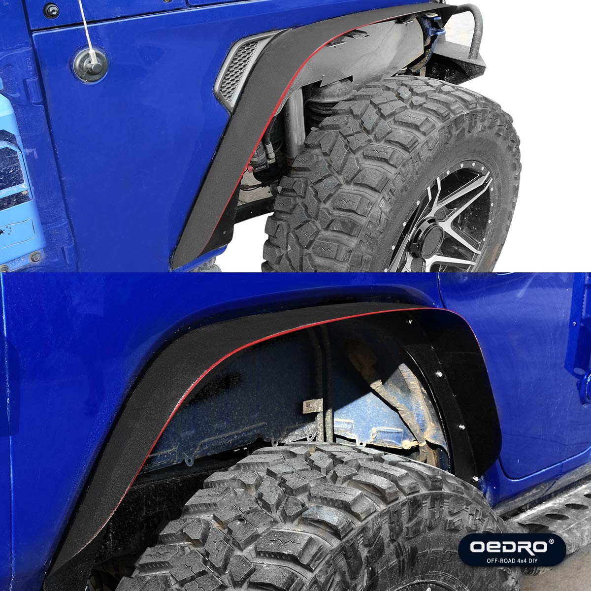oEdRo Flat Front & Rear Fender Flares Compatible with 20182022 Jeep