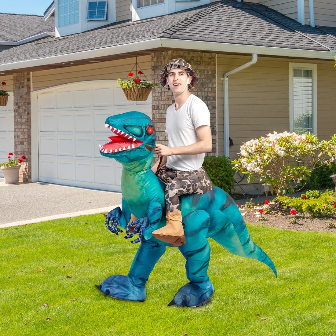 GOOSH Inflatable Dinosaur Costume for Adult Halloween Costume Women Man Funny Blow up Costume for Halloween Party Cosplay - Image 6
