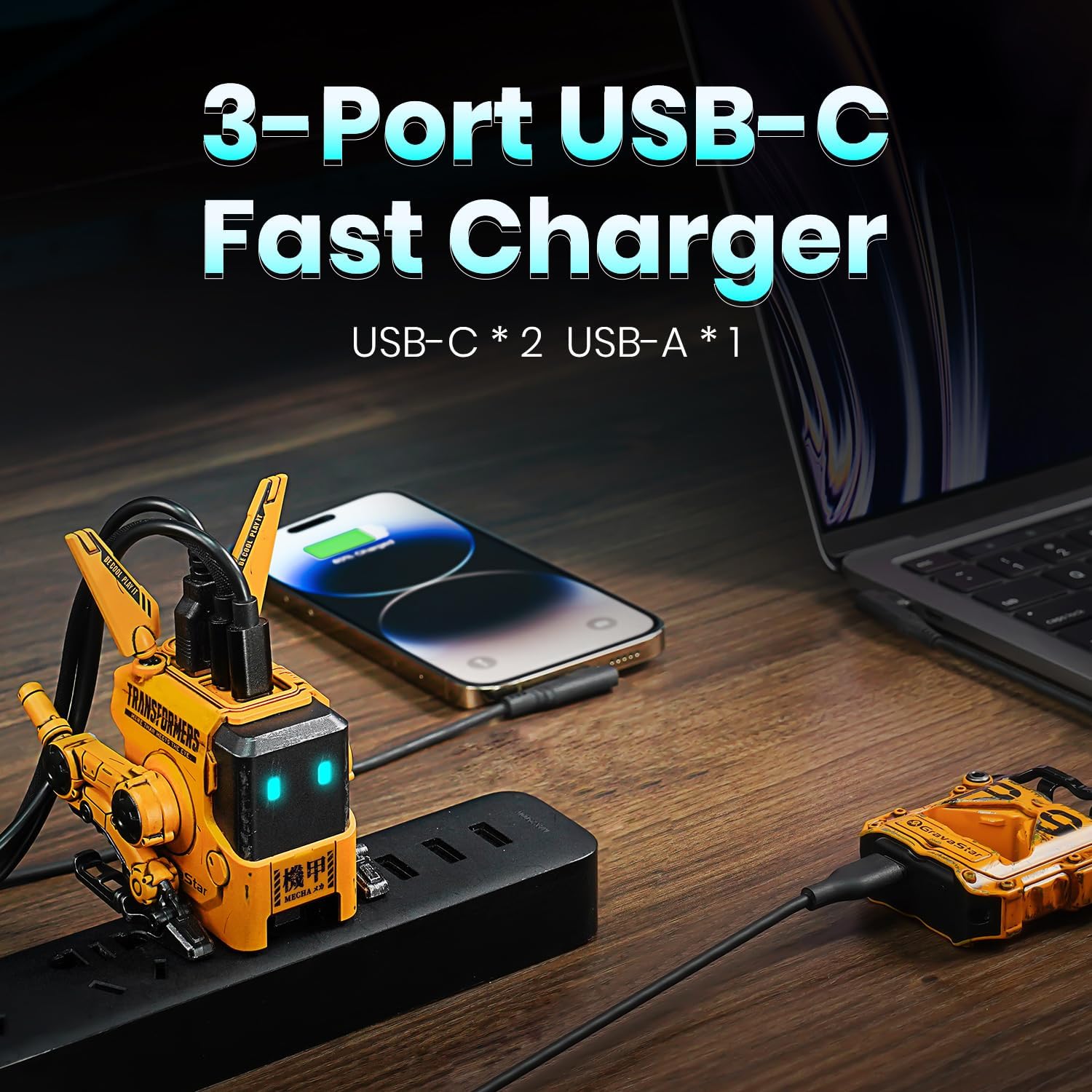 GravaStar Mars Pro Portable Bluetooth Speaker 65W USB C Charger Yellow