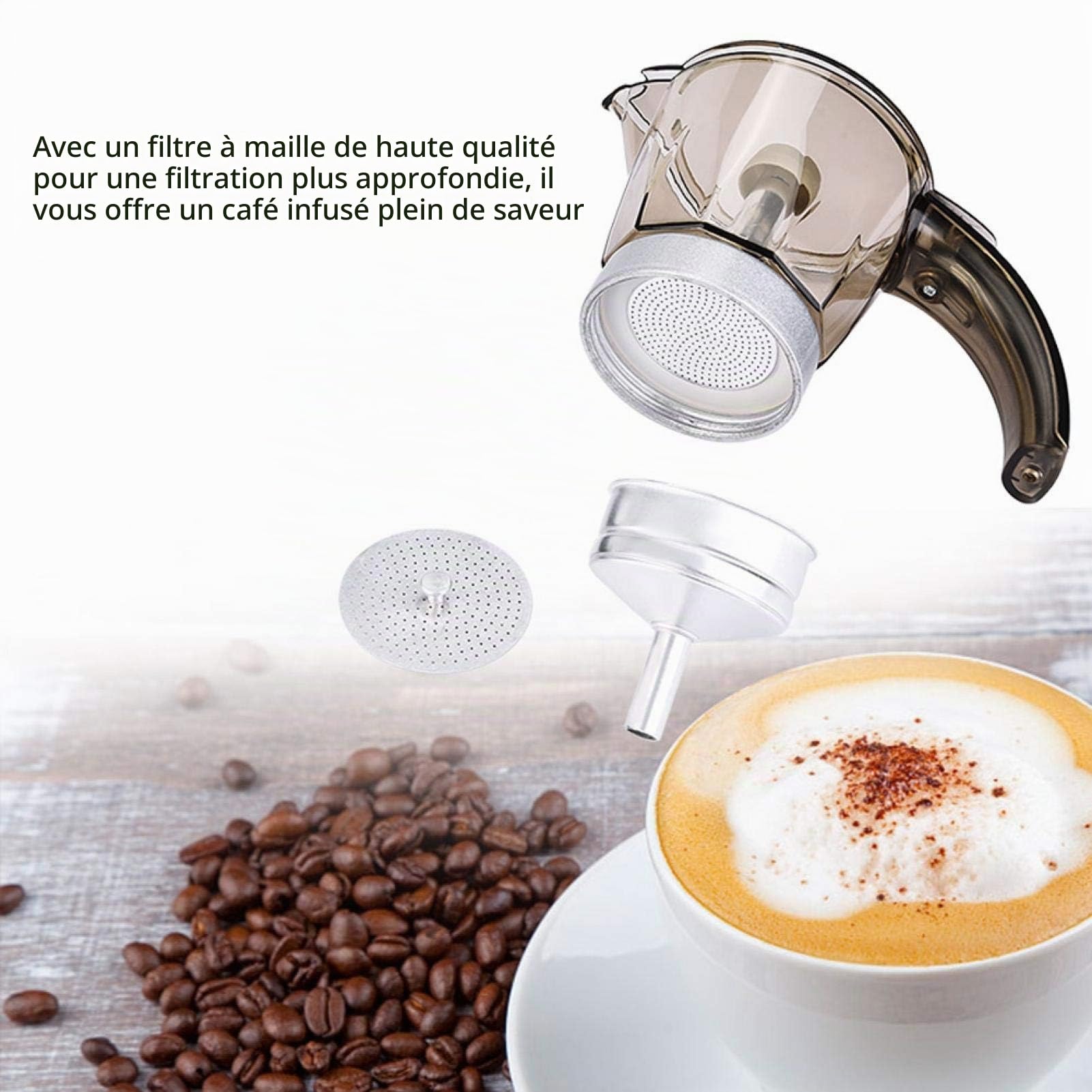 Pot Moka Électrique de Grande Capacité 220V Machine à Expresso Percolateur Classique Café et Thé pour Lave-vaisselle 300ml Argent