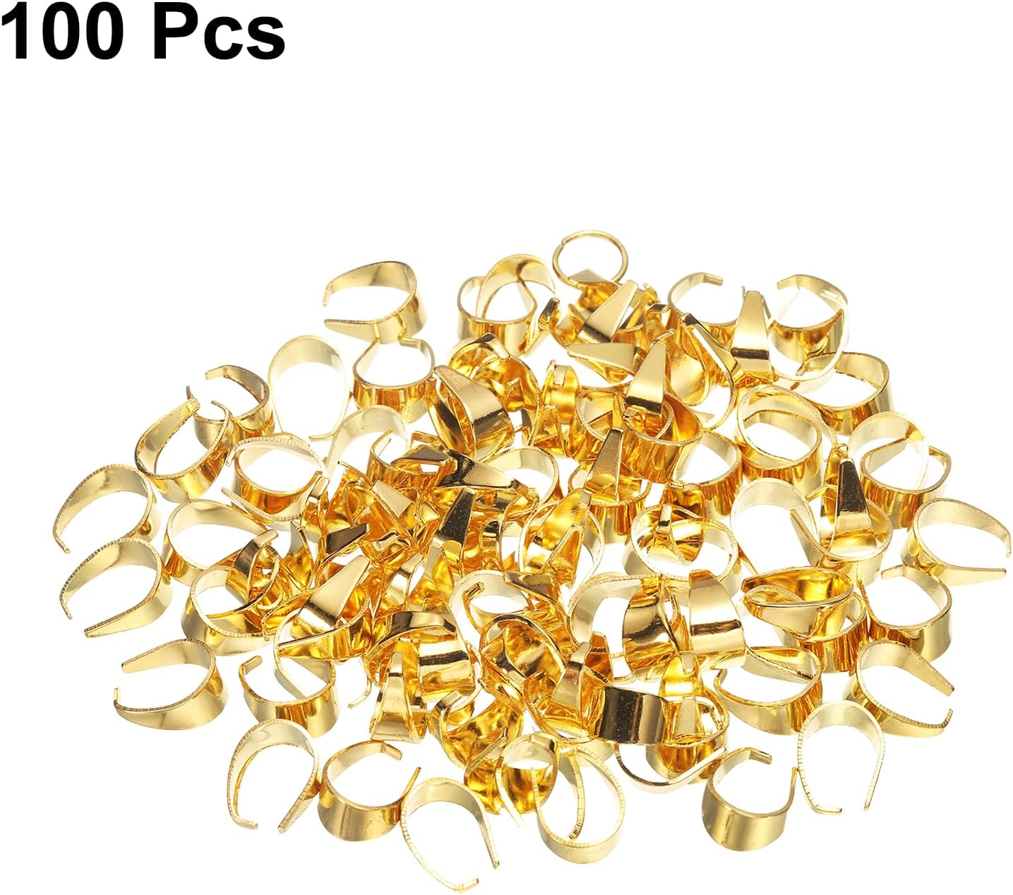 uxcell 100Pcs Pinch Clip Clasp, 8 x 11mm Pinch Clip Pendant Bail Connector Metal Pinch Bail for Pendants Jewelry Making DIY Craft, Gold - Image 3